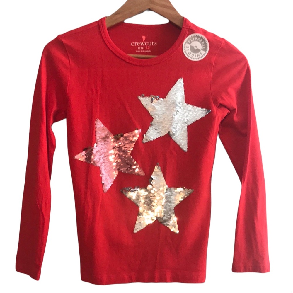 NWT! J.Crew crewcuts “star” flip panel sequins long sleeved shirt